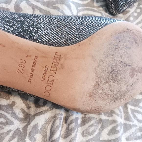 Jimmy Choo Isabel Glittery Peep Toe Kitten Heel Pump Women's 36.5 - Picture 10 of 14